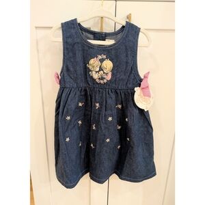 Vintage Embroidered Precious Moments Denim Dress